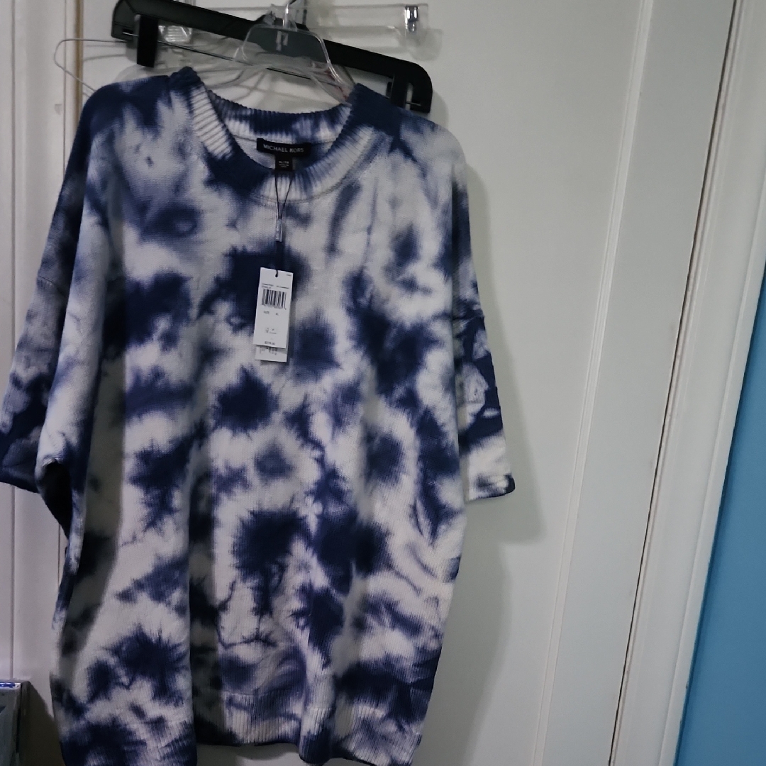 Michael Michael Kors Navy And White Tie-Dye Sweatshirt
